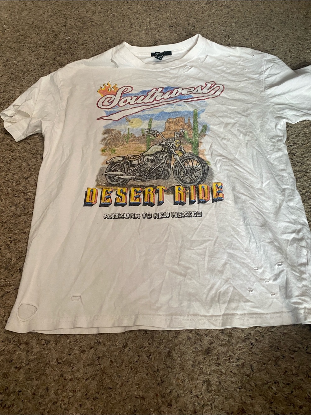 Forever 21 White Desert Motorcycle Graphic Tee